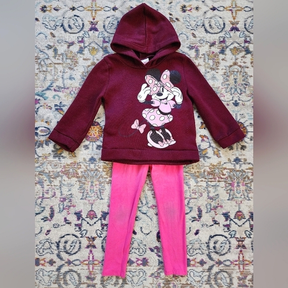 Disney Kid Burdgeny Sweater Cat & Jack Pink Leggings Lot Set, size 4T - Picture 1 of 9
